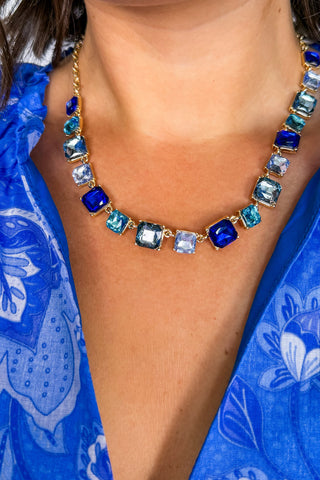 The Gem Party Necklace Set in Blue