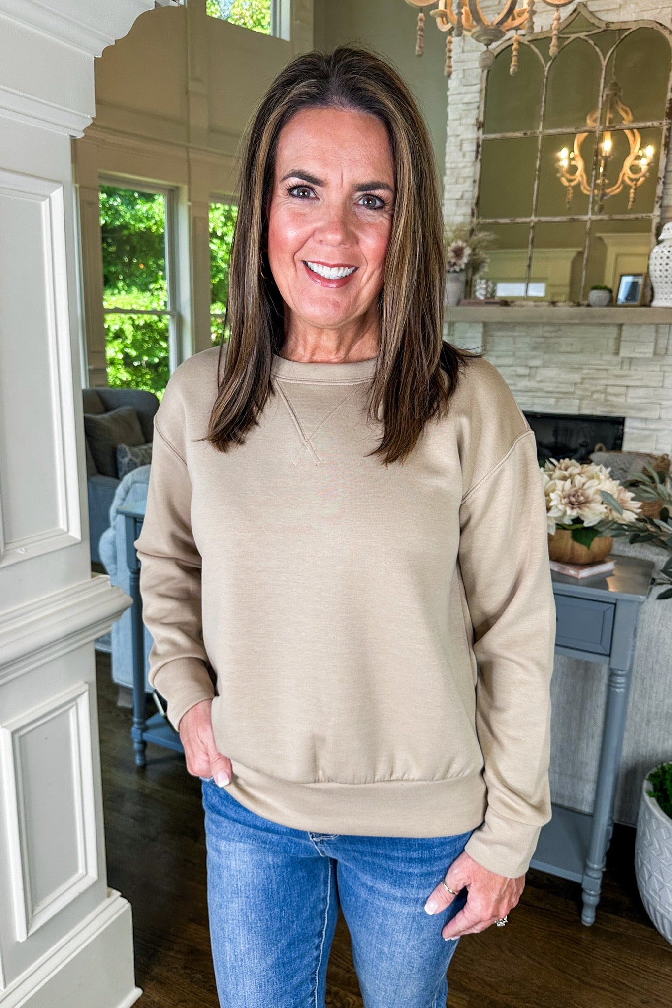 The Malibu Buttery Soft Sweatshirt in Khaki