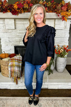 Load image into Gallery viewer, Black Out Ruffle Top