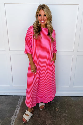 Hot Pink and Red Stripe Terry Cloth Dress – Jules & James Boutique Hot Pink and Red Stripe Terry Cloth Dress – Jules & James Boutique