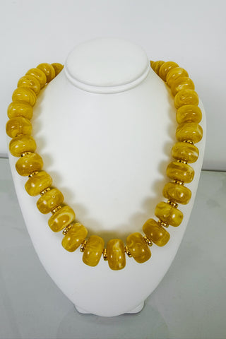 Sutton Beaded Necklace in Mustard