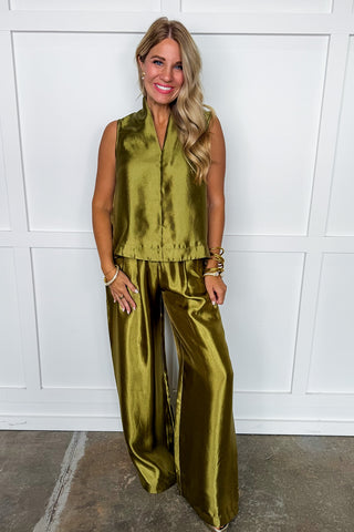 Dressed To Shine Mock Neck Top in Olive