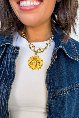 Bridle Path Bold Link Necklace in Gold