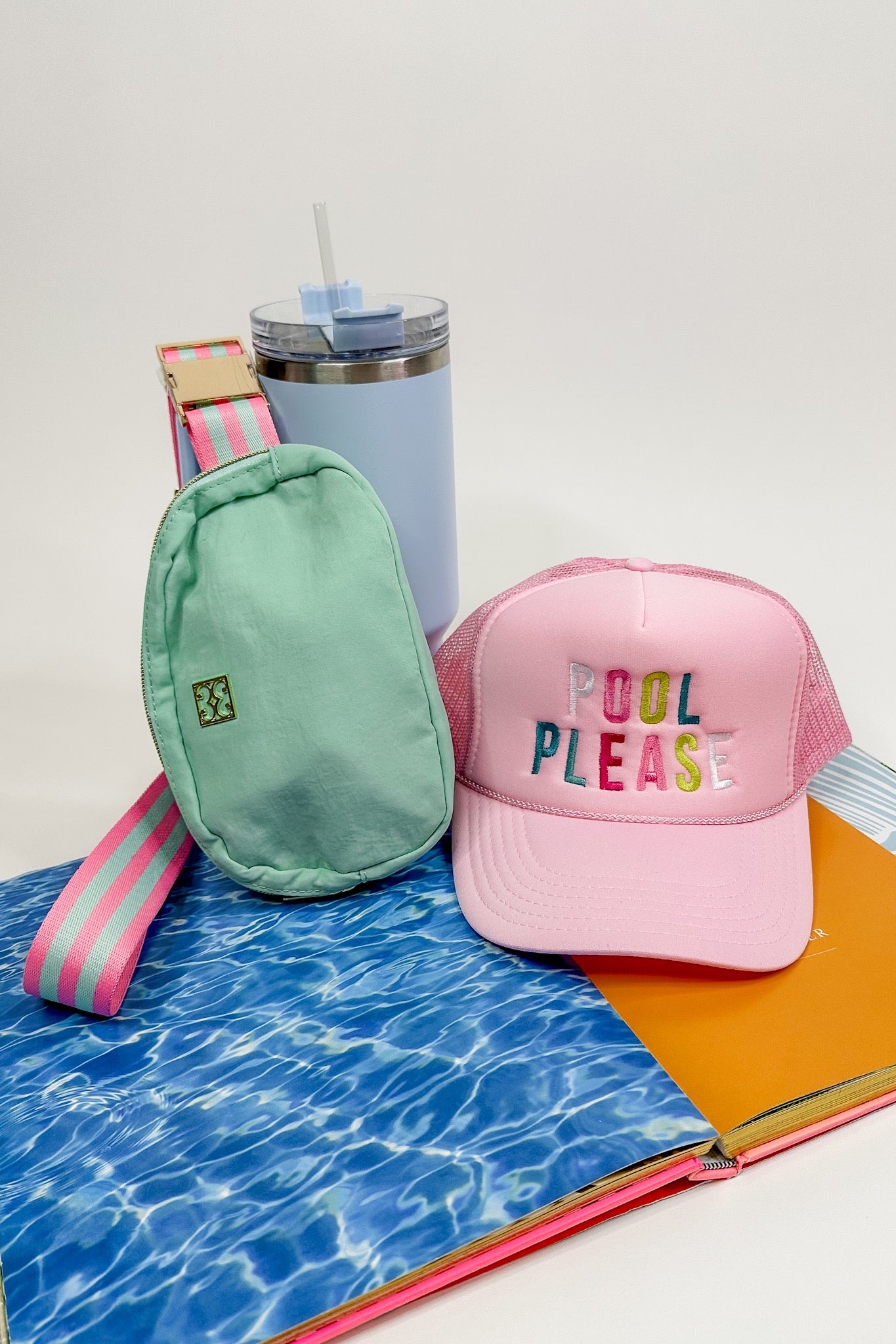 Pool Please Embroidered Pink Trucker Hat