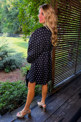 Ready For Anything Dot Dress in Black