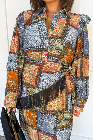 Free Spirit Patchwork Wrap Dress in Heirloom Multi