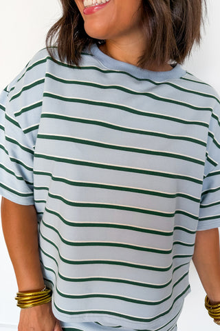 On Repeat Stripe Skort Set in Blue & Green
