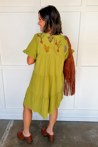 The Olive Embroidered Dress