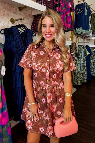 Harvest Bloom Collared Babydoll Dress