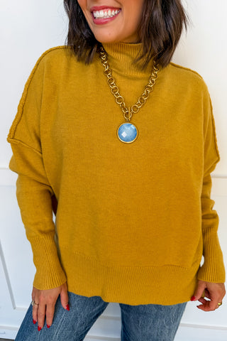 Cozy Mock Neck Sweater in Mustard