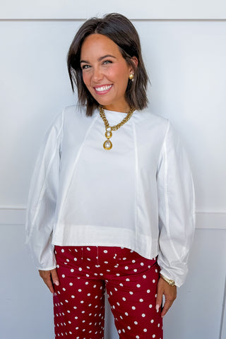 The Polished Perspective Long Sleeve Top in White