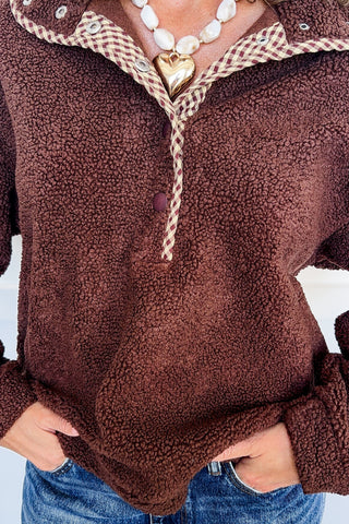 Cozy Cabin Chocolate Sherpa Pullover