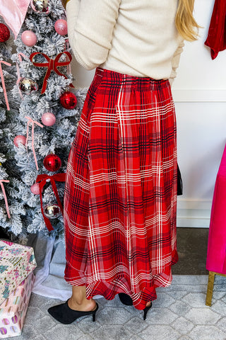 The Rowan Plaid Mini Skirt in Red