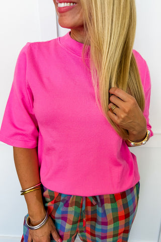 Wear It Everywhere Round Neck Top in Bubble Gum