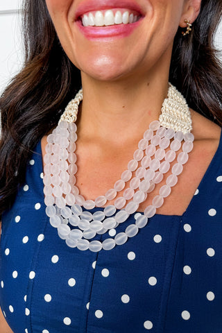 Coastal Pop Statement Necklace in White