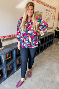 The Lizzy Top in Multicolor Abstract Print