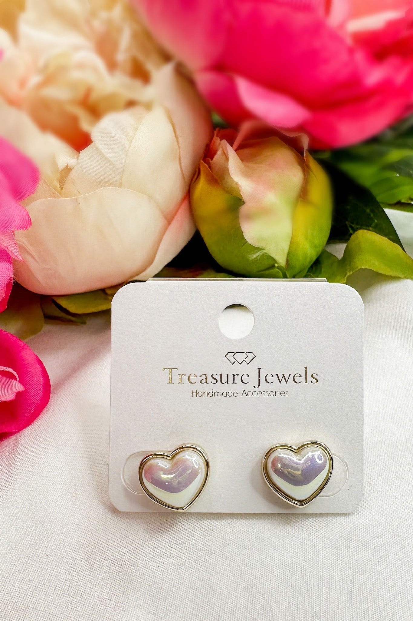 Pearl Heart Mini Stud Earring by Treasure Jewels