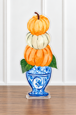 Three Pumpkins Pumpkin Topiary Acrylic Sitter
