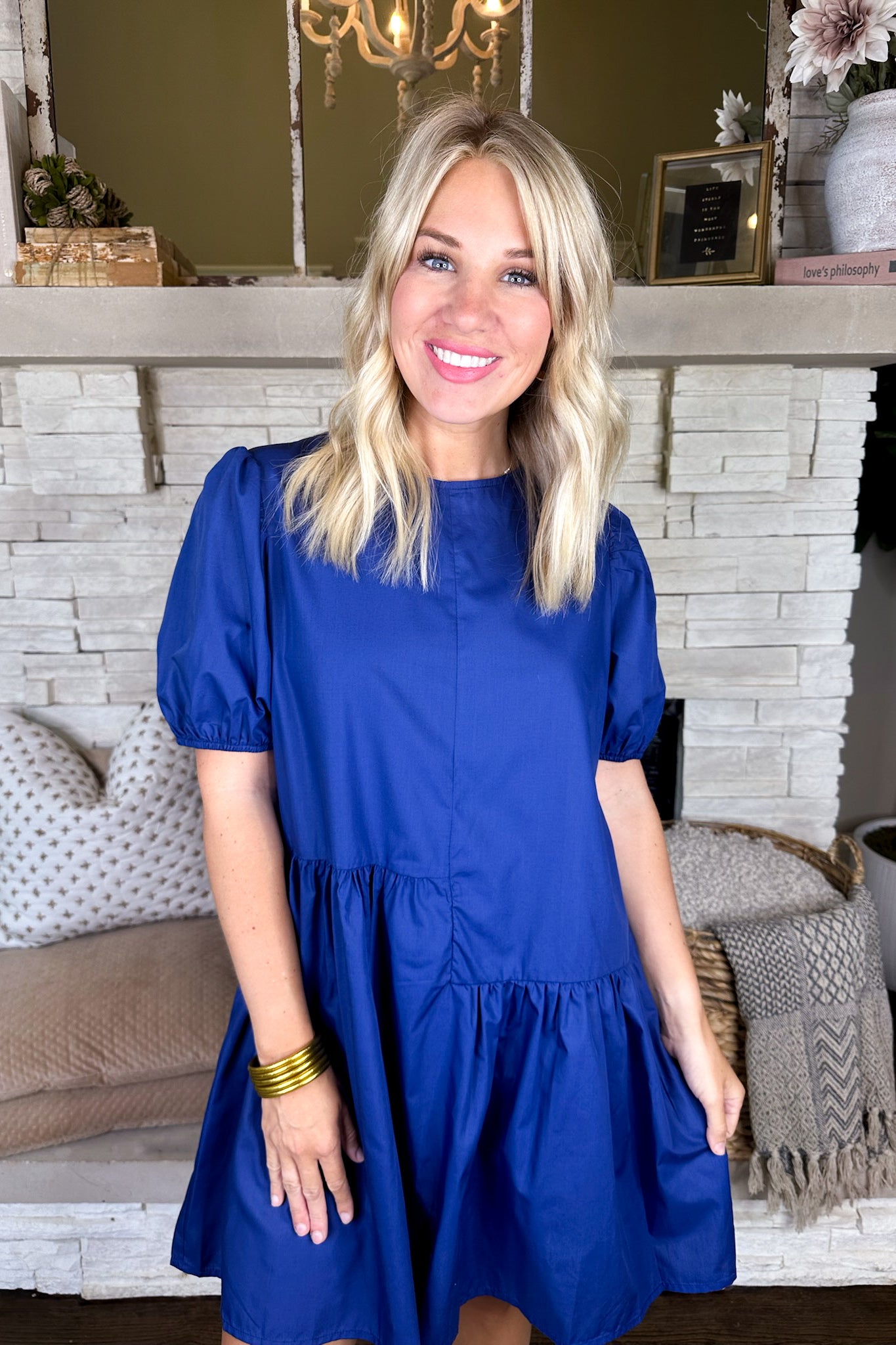 Dark Blue Asymmetrical Peplum Shift Dress