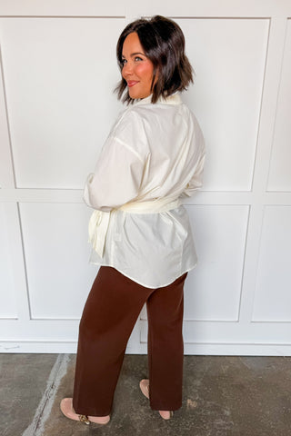 The Madeline Side Tie Blouse in Cream