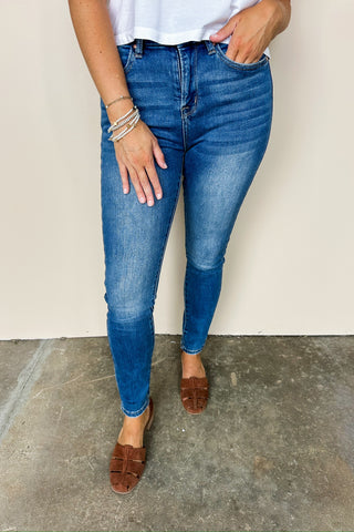 High Rise Medium Wash Skinny Jean by Mica