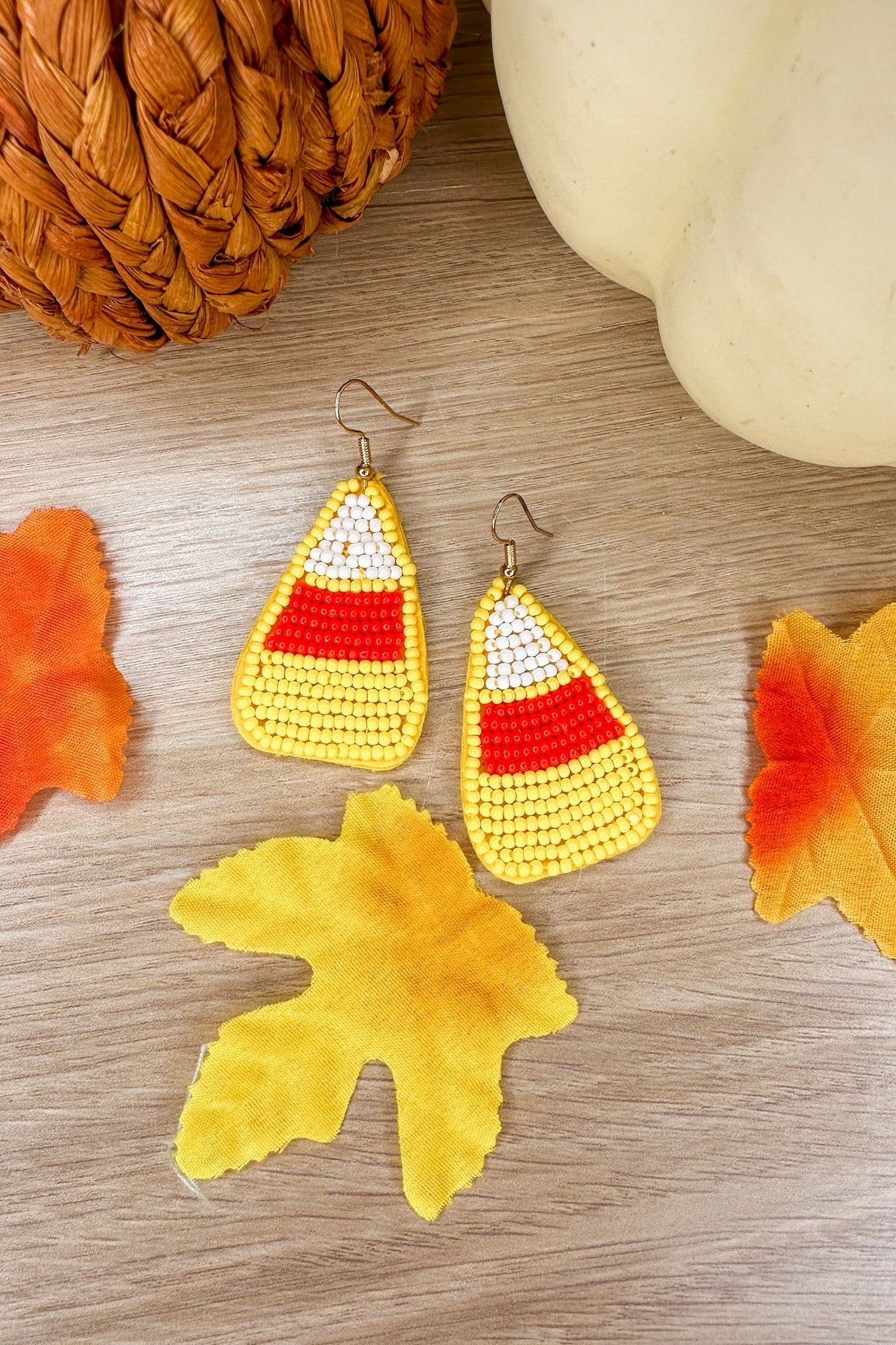 Beaded Candy Corn Earring