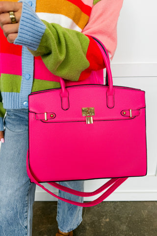 The Audrey Satchel Handbag in Fuchsia