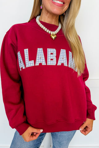Alabama Gingham Mallory Mock Neck Sweatshirt