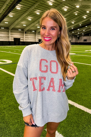 Go Team Gingham Patchwork Sweatshirt