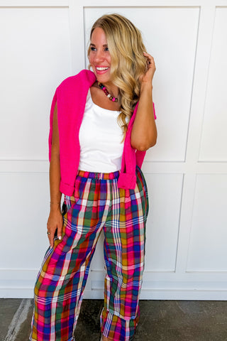 Color Outside The Lines Plaid Ruffle Pants