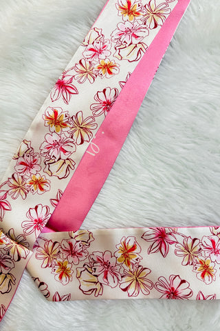 Pink Floral Silk Neck Scarf