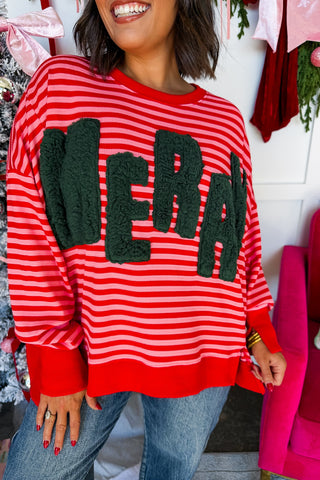 Merry & Cozy Sherpa Letter Top