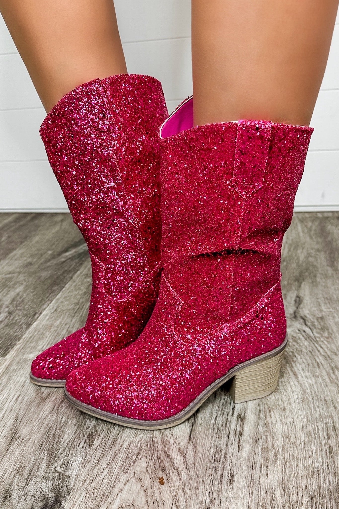 Pink Sparkle Mid Length Western Boot