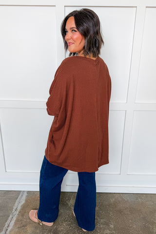 Dear Scarlett Essential Ribbed Poncho Top in Rust