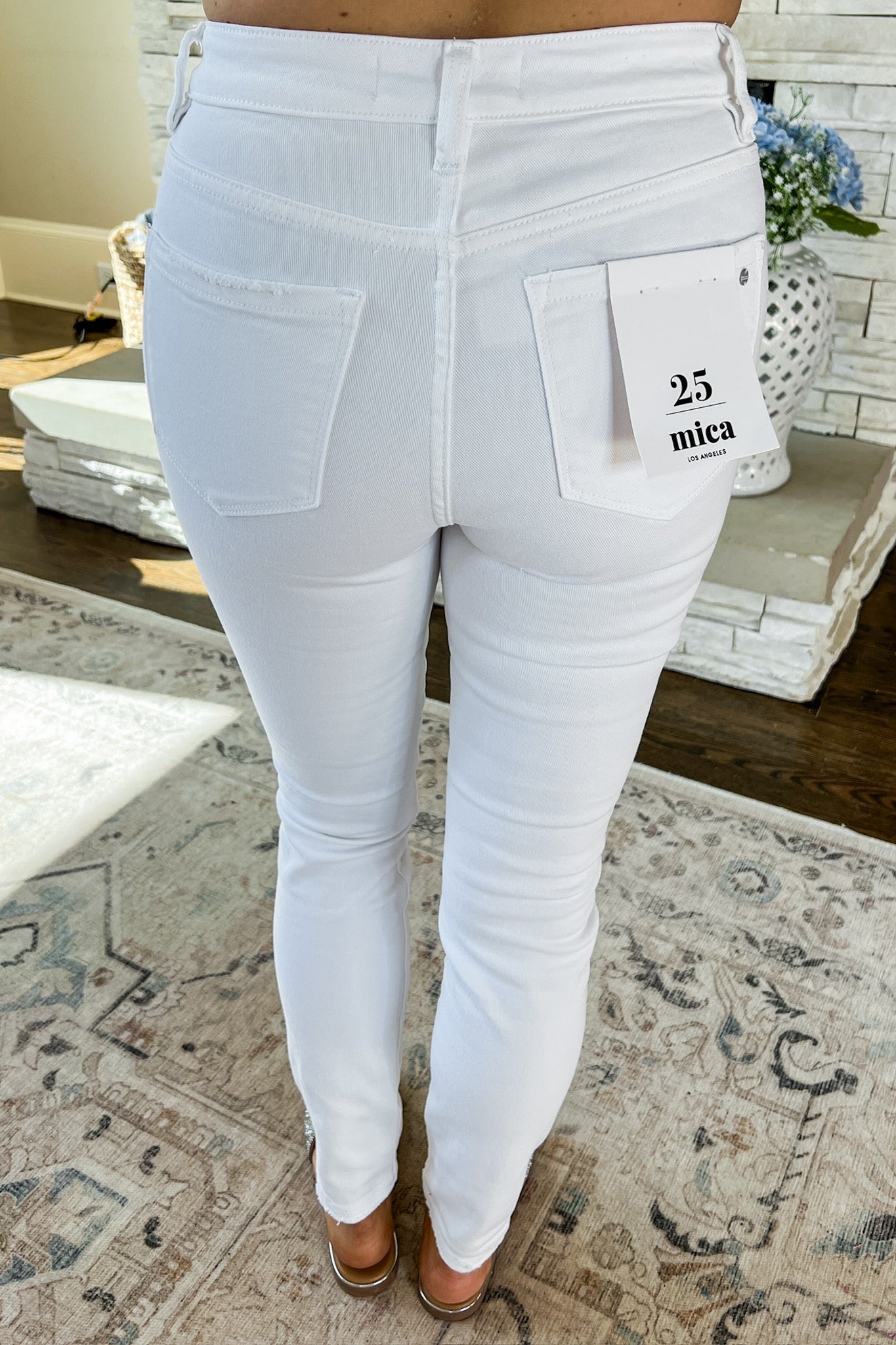 High Rise White Ankle Skinny Jean by Mica