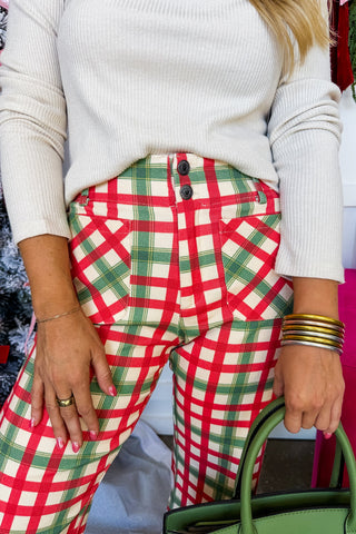 Christmas Cheer Plaid Wide Leg Pants