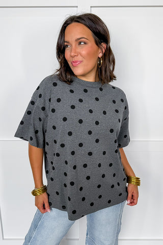 The Relaxed Fit Grey Tee with Black Dots
