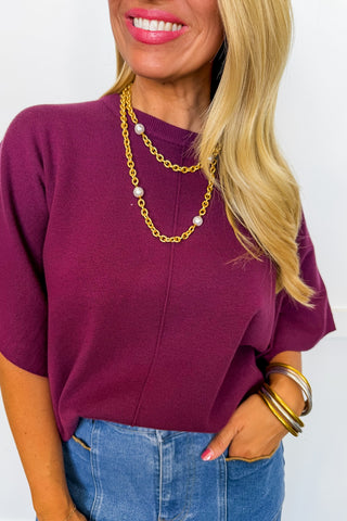 Cozy Essential Knit Top in Burgundy
