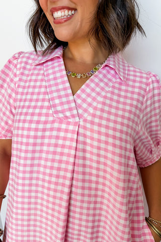 Picnic Perfect Gingham Midi Dress in Pink