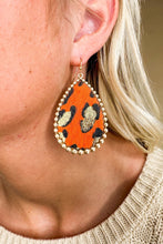 Load image into Gallery viewer, Orange Leopard Teardrop Earring