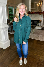 Load image into Gallery viewer, Button Up Textured Collared Top in Hunter Green