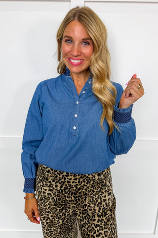 The Kimberly Top in Chambray by Mary Square