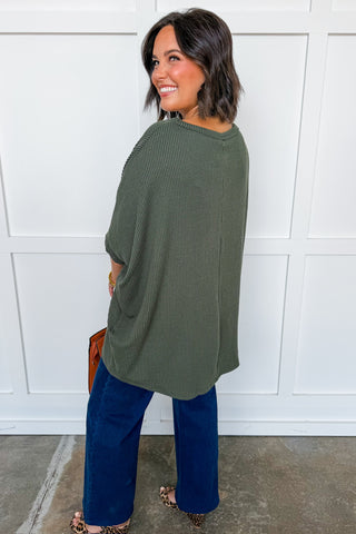 Dear Scarlett Essential Ribbed Top in Olive