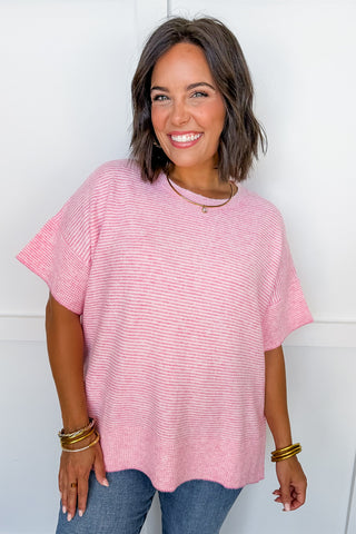 Laid Back Stripe Knit Top in Pink