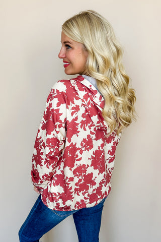 Floral Print Casual Long Sleeve Hoodie