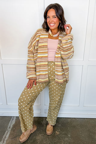 All Mixed Up Stripe Cardigan in Mocha Multi