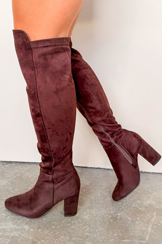 Top Guy Over the Knee Brown Suede Boot