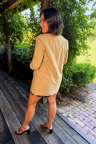 Boyfriend Cut Oversized Blazer in Camel