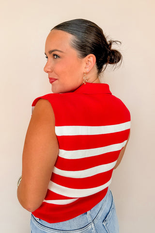 Tomato & White Striped Sweater