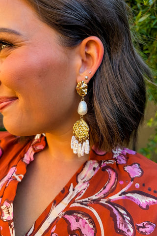 Golden Tide Pearl Earrings